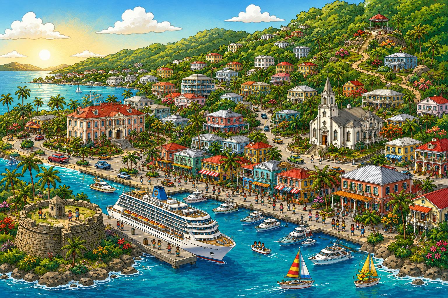 Illustrated map of Road Town